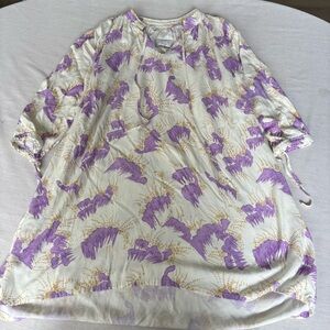MISHKA Maison Fondée 2001 Swim Cover Up Tunic Dress Ivory Purple 2/M | Resort